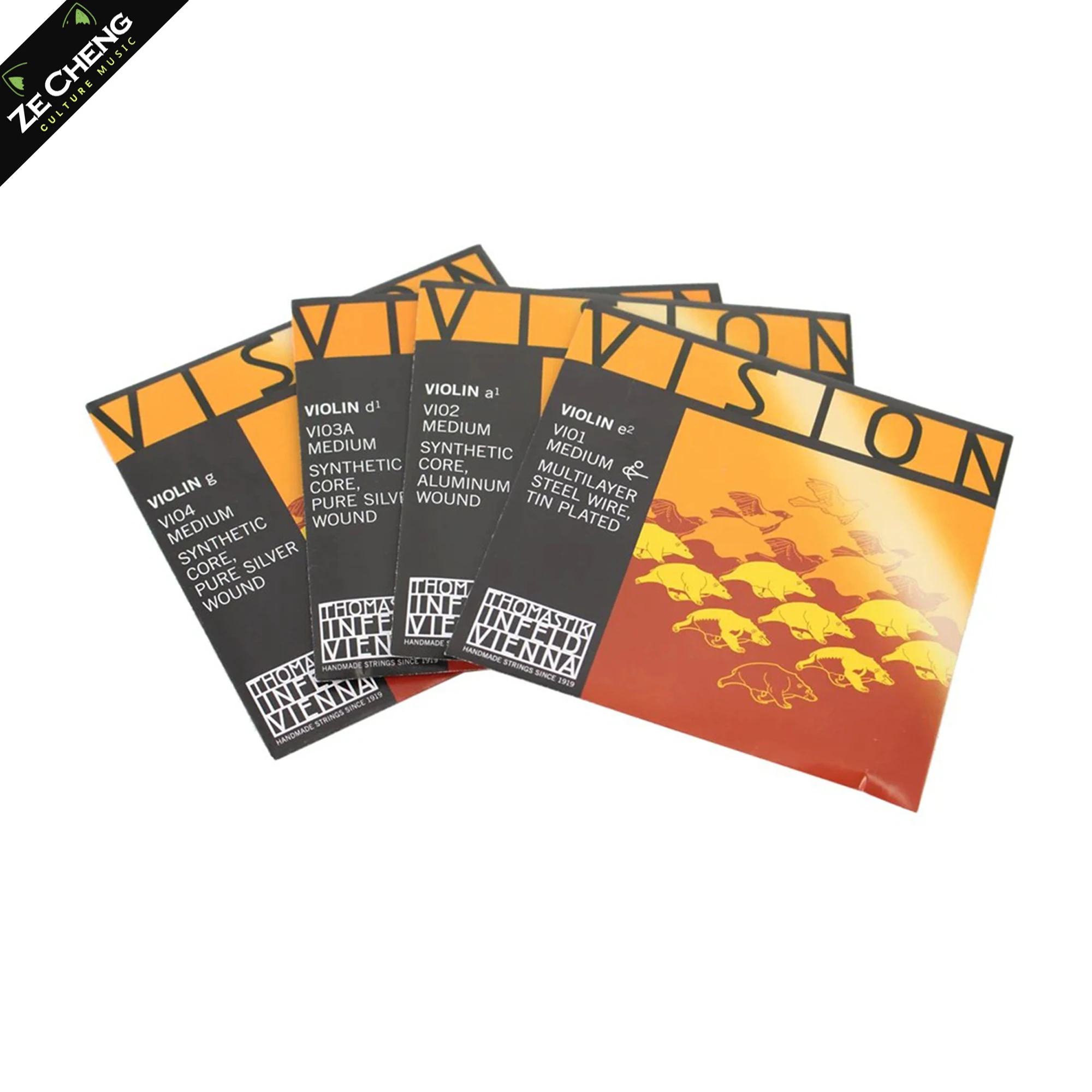 Фото Струны для скрипки Thomastik Vision Vi100 4/4 E, A, D, G, полный комплект с шариковыми наконечниками, сделано в Австрии. №1