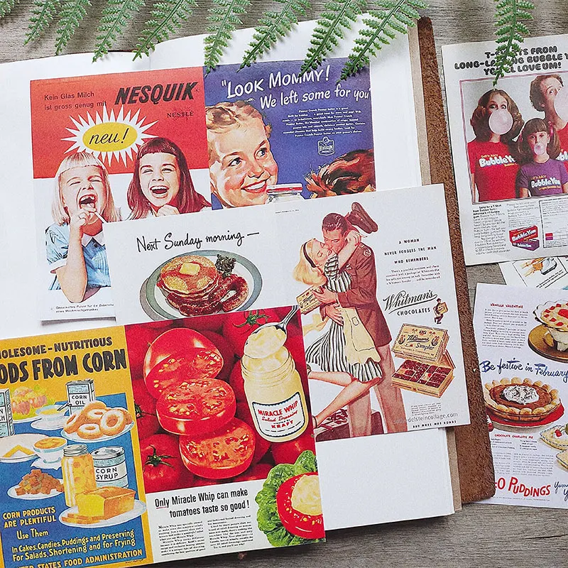 

8 шт. стикеры на ручную учетную запись, европейские и американские ретро плакаты с едой для женщин, наклейки в упаковке, фон, дневник, «сделай сам», канцелярские принадлежности