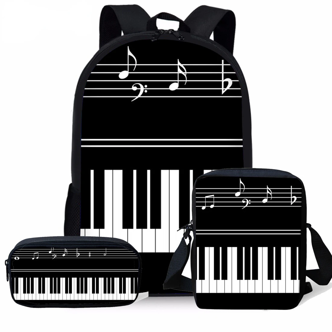 HOMDOW-bolsa escolar con diseño de teclado de Piano, Juego de lápices, notas...