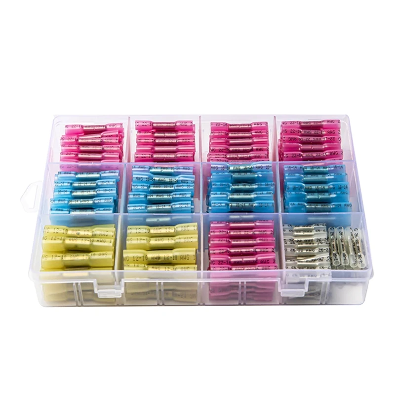

350PCS Heat Shrink Butt Connectors, Marine Grade Waterproof Wire Connectors Kit,Crimp Connectors For Vehicle,