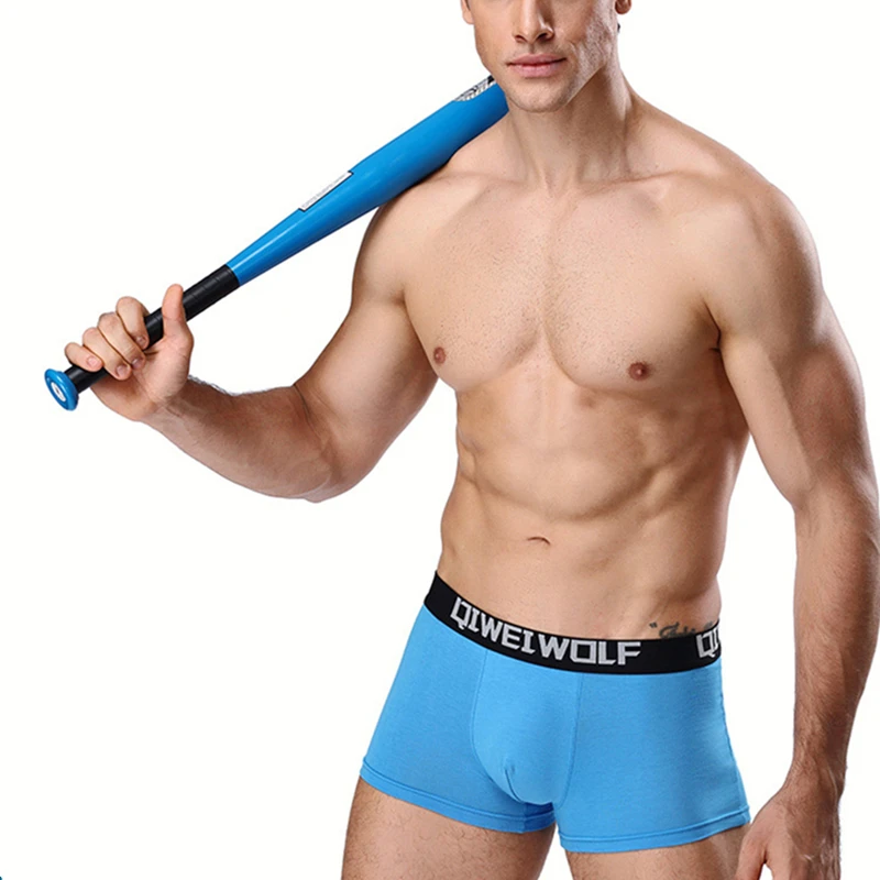 

Cotton Breathable Comfortable Men's Underwear Stretchy Non-leathery Mid-waist Boxer Briefs Flexible Pocketed Male Boxer Panties