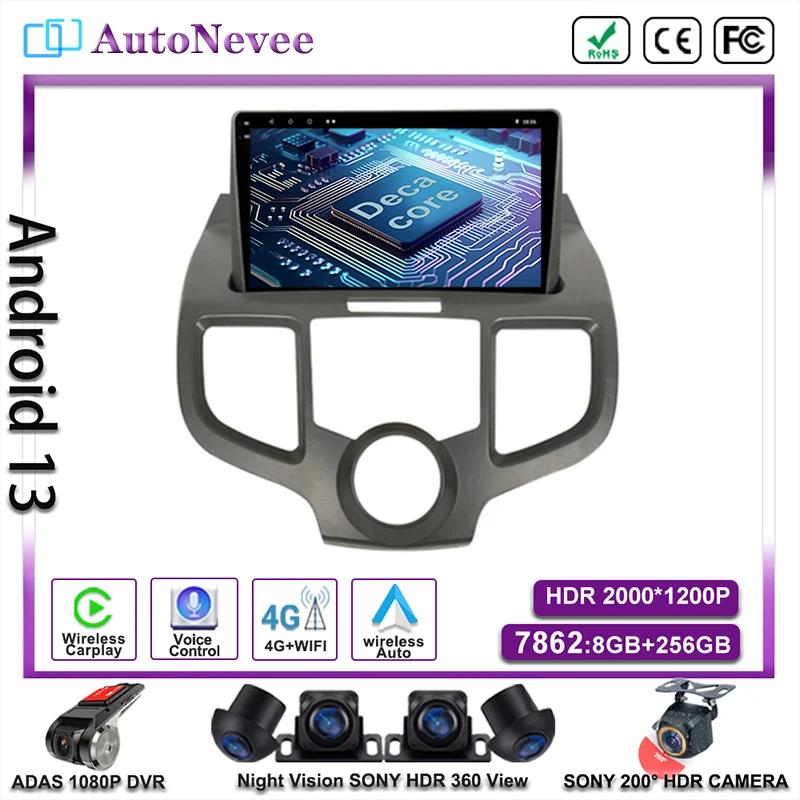 Экран Carplay Android 13 для Honda Odyssey 3 RL3 RL4 2003 - 2008 Радио Мультимедийный Головной блок Автомобильный плеер навигация GPS стерео