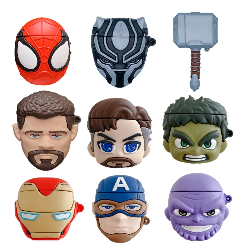 

Cute Hulk Spiderman Black Panther Silicone Case for Airpods 1 2 Pro Thanos Bluetooth Wireless Earphone Charge Protective funda