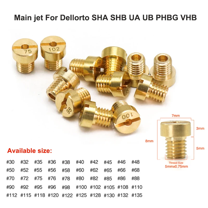 

Main Jet M5 Carburetor For Dellorto SHA SHB UA UB PHBG VHB-CS VHBT-CS #30-135 PHBG CarburadorJet Kits 10pcs and 12pcs