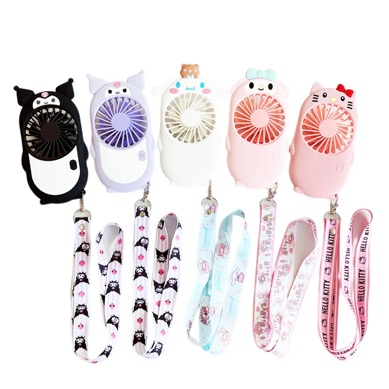 

Sanrio Kawaii Hellokitty Электрический вентилятор My Melody Cinnamoroll летний студенческий портативный подвесной шейный мультяшный Настольный веер подарок для девочки