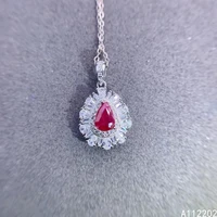 popular natural ruby 925 sterling silver inlaid red gemstone drop pendant womens necklace bride wedding party gift jewelry supp