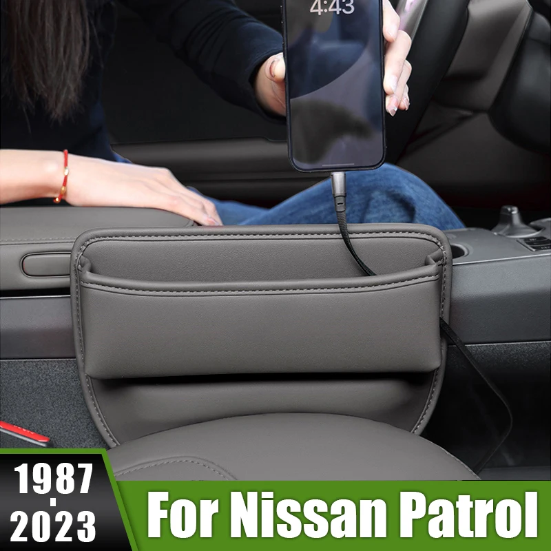 

For Nissan Patrol Y60 Y61 Y62 1987-2023 Car Seat Crevice Slot Storage Box Built-in Multi-Functional Gap Bag Holder Pocket Case