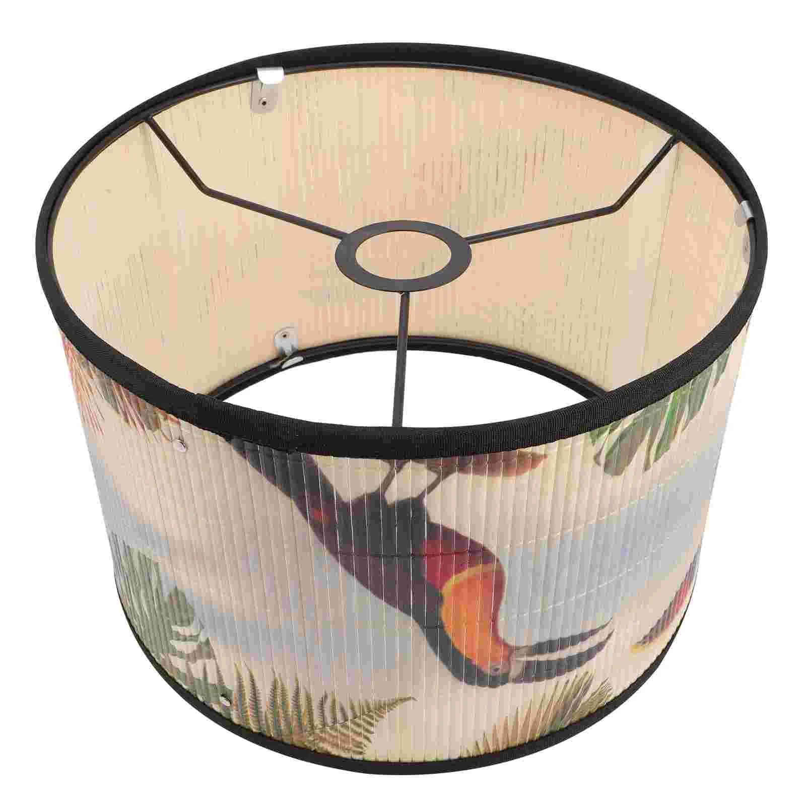 

Женский винтажный бамбуковый абажур E27, цветной чехол для люстры с цветочным рисунком птицы, аксессуары