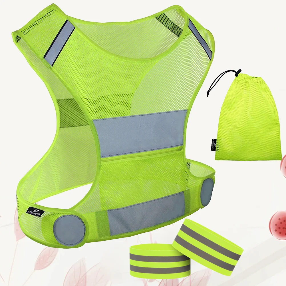 

Running Vest Reflective Jacket Gear Safety Visibility Reflectornight Jogging Cycling Lightjackets High Wristbands Walking