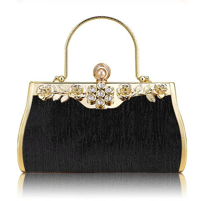 Ladies Party Box Clutch Dazzling Crystal Evening Bag Wedding Bridal Minaudiere HandbagsFrame Chain Women Bag