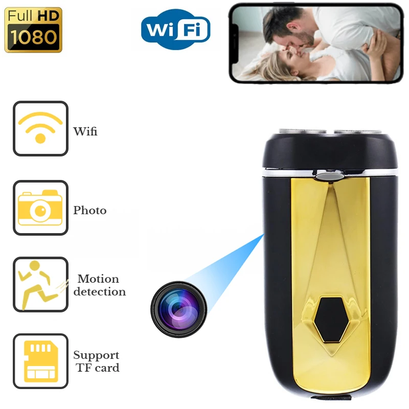 

2 In 1 Men Electric Shaver Wifi Mini Camera HD Invisible Lens Portable Razor Micro Camcorder Real Time Wifi Remote Monitoring