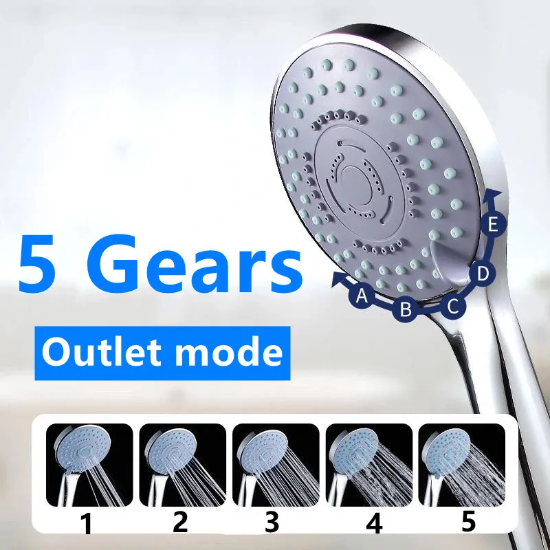 

Bathroom Shower Head Adjustable 5 Outlet Mode Handheld Boost Water Saving Large Nozzle Bathroom Accessories Fast Delivery 2022