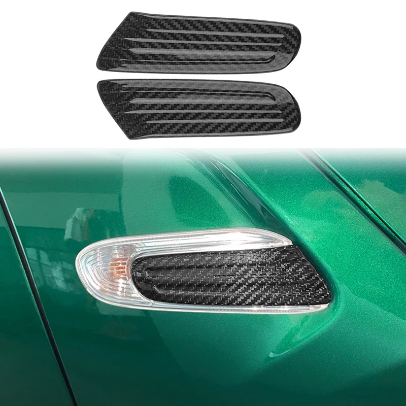 

2Pcs Exterior Carbon Fiber Side Turn Signal Cover Case Car Fender Sticker Decoration for Mini Cooper One F55 F56 F57