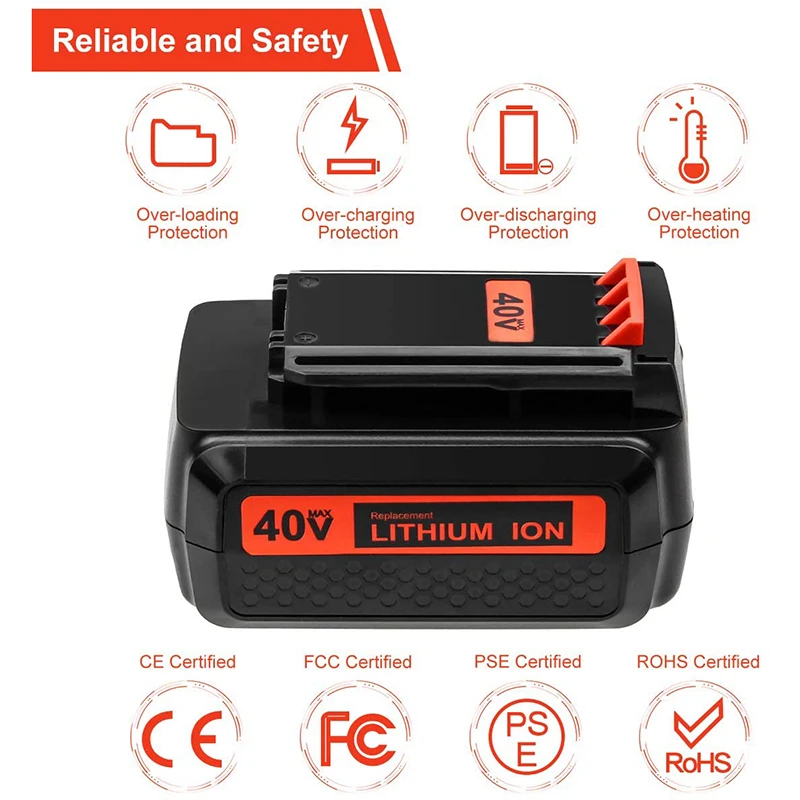 Фото LBX2040 для Black and Decker 40 В/36 В 3000 мАч литий-ионная аккумуляторная батарея для электроинструмента LBXR36 BL2036 LBX2040 LST136, LST420, LST220 №3