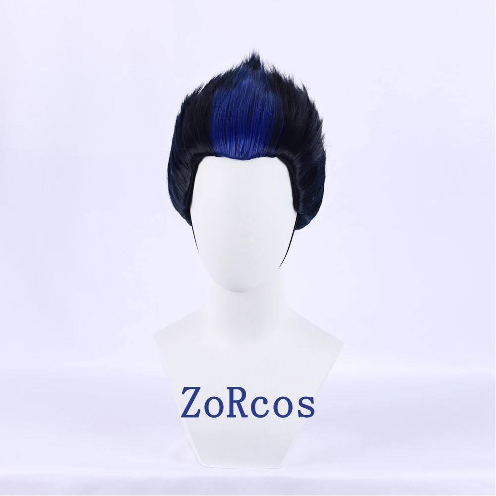 Game Valorant Yoru Cosplay Wig Short Dark Blue Wigs Heat Resistant Synthetic Hair Halloween Role Play + Cap |