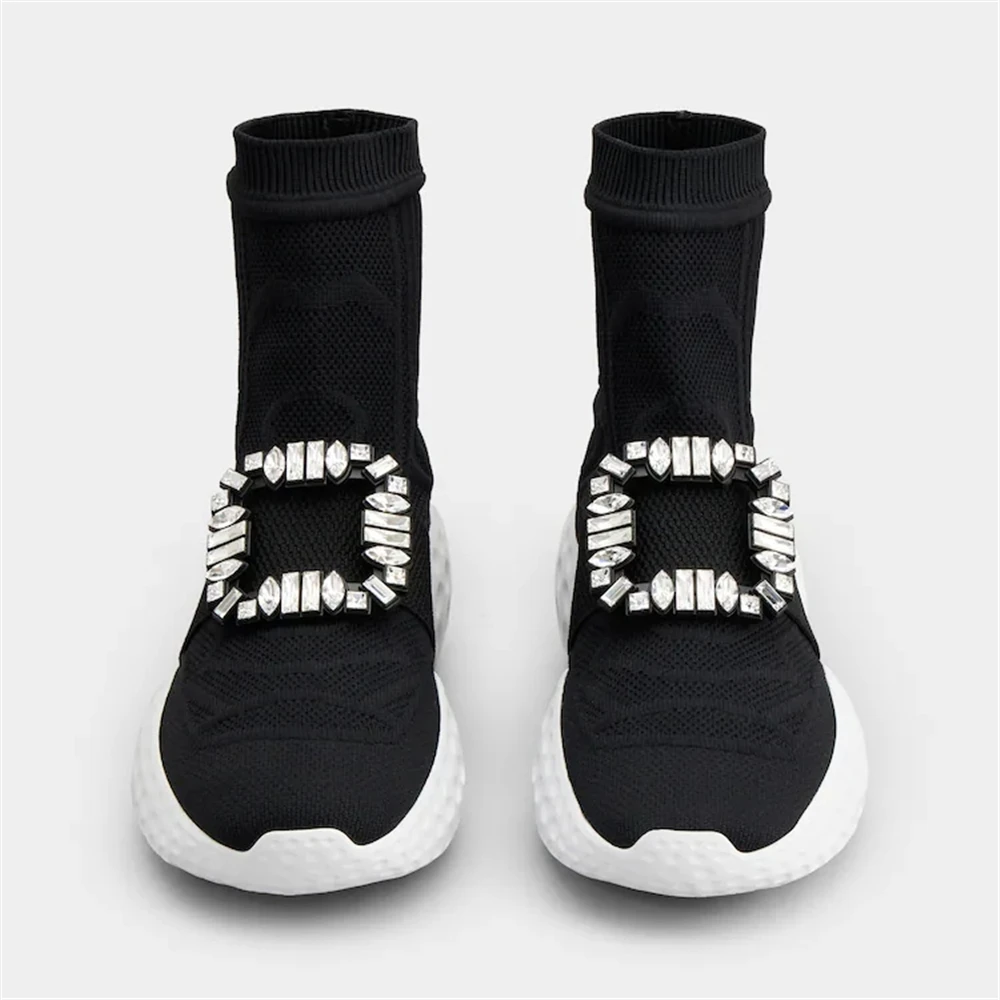 Fashion Women Ankle Boots Knitted Stretch Sock Boots Woman Shoes Platform High Platforms Elastic Fabric Autumn Winter Boots