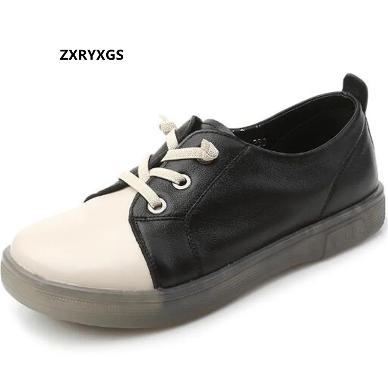 

2022 New Spring Top Soft Cowhide Hollow Breathable Shoes Women Leather Shoes Flat Sneakers Soft Comfortable Sneakers Large Size