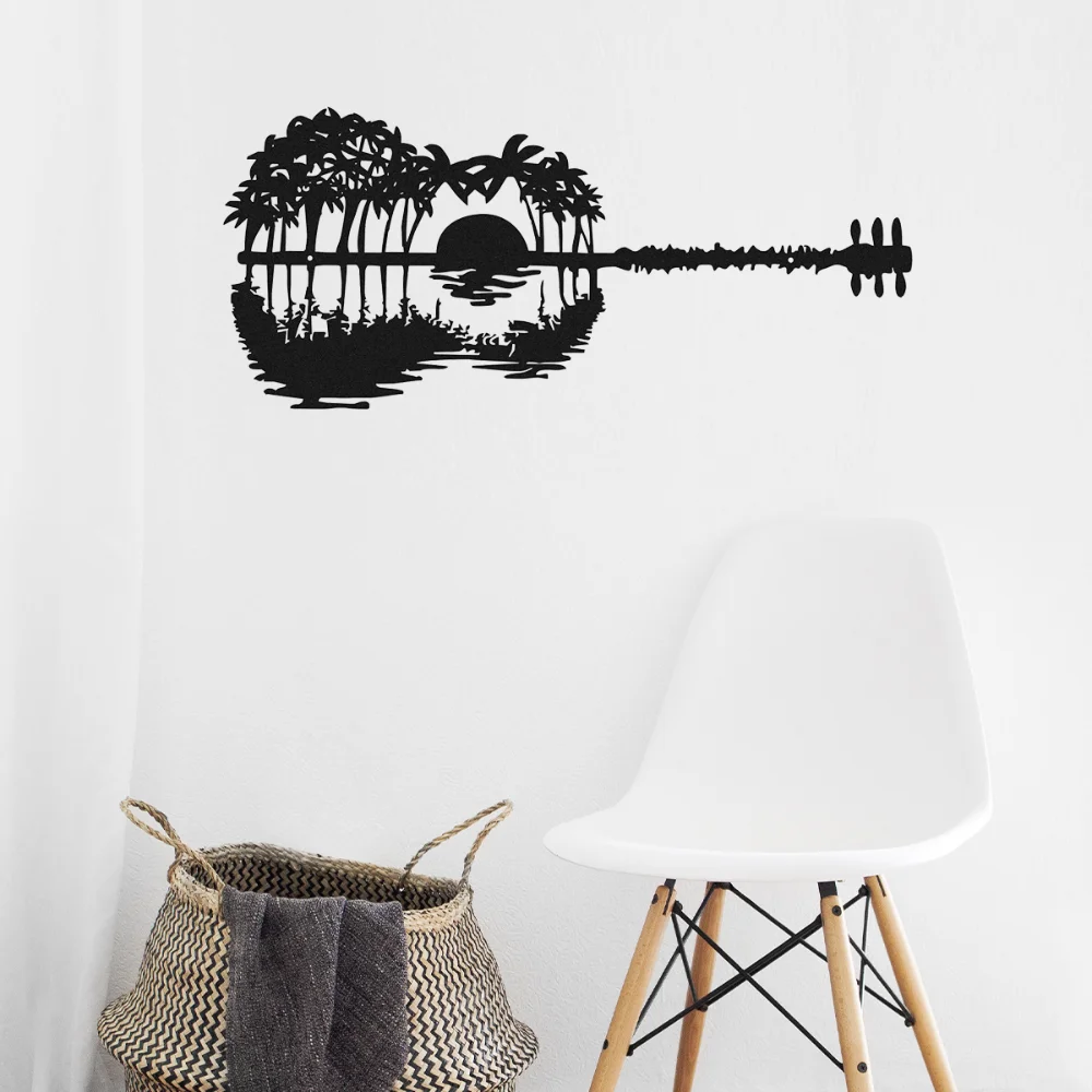 Черная Металлическая Гитара Настенный Художественный Декор Настенная Роспись В