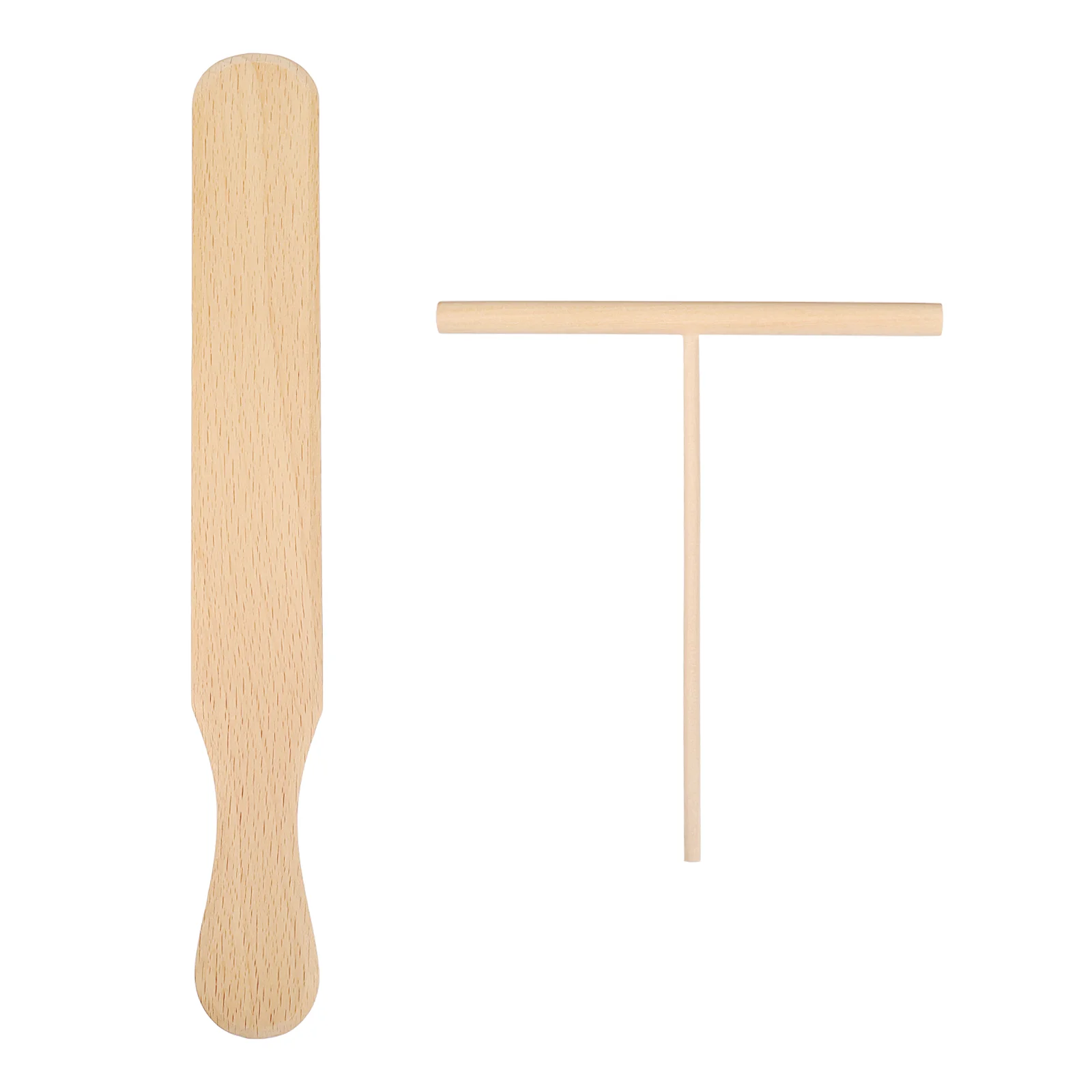 Cabilock 2pcs Wooden Crepe Spreader Spatula Set Tortilla Rake Spreading Tools Pancake Cooking Utensils