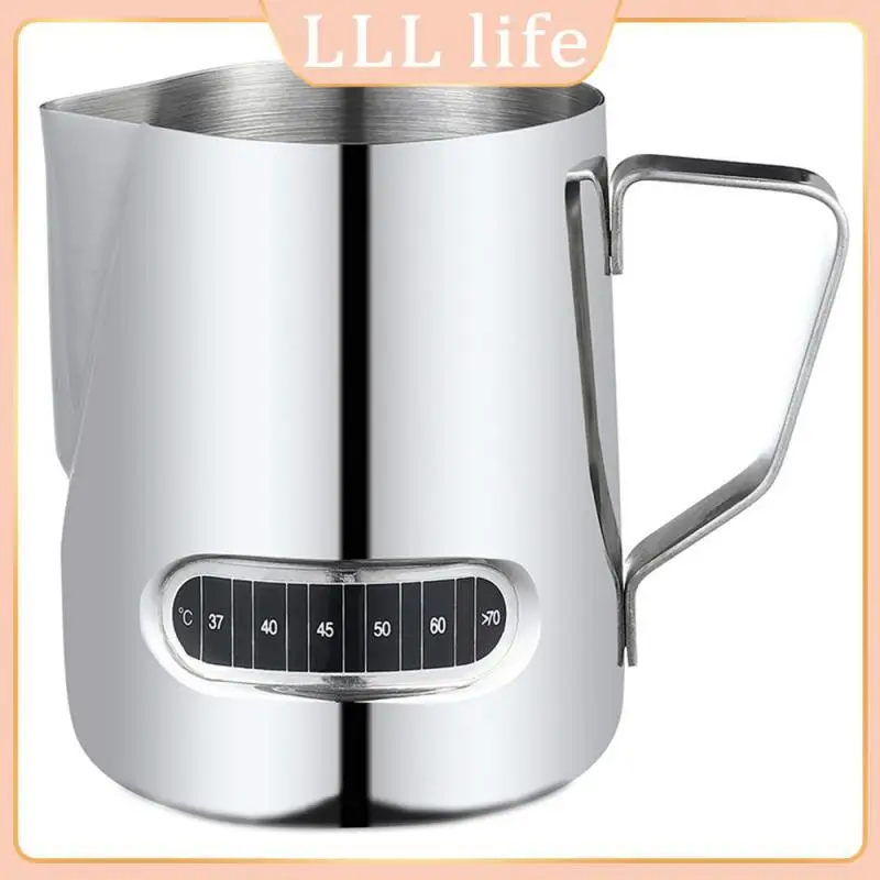 

500ml/17oz Stainless Steel Milk Foaming Jug With Thermometer Pull Flower Cup Milk Pot Milk Frothing Frother Pitcher 2020 New