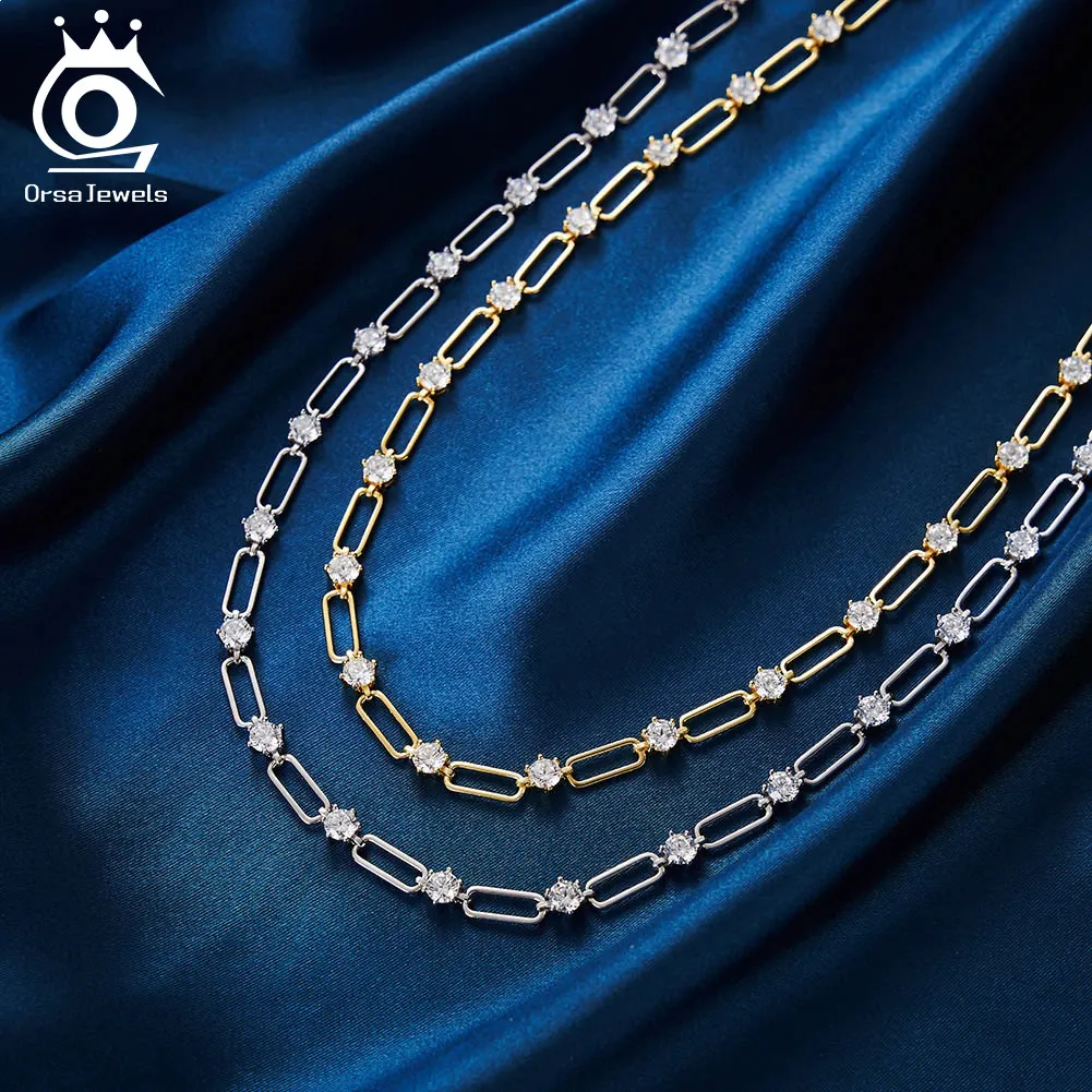 Женская цепочка из серебра 925 пробы с фианитом