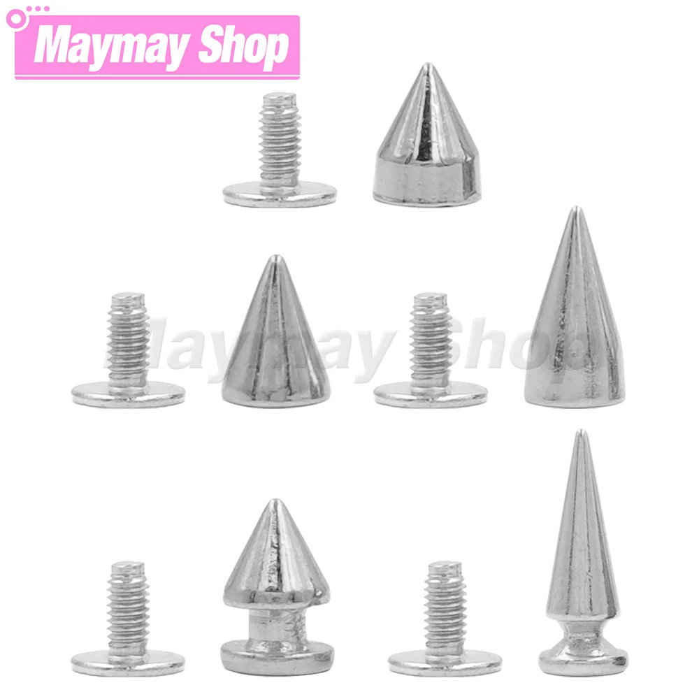 

100pcs/Set Cone Studs Bullet Spikes Rivets for Clothes Screwback DIY Craft Cool Punk Garment Rivets Leather Bag Shoes Handcraft