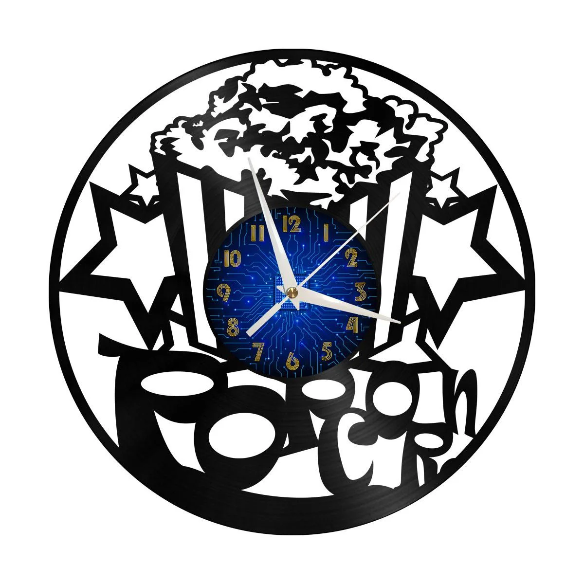 

Popcorn Vinyl Wall Clock, Vinyl Record Clock Wall Art Silent & Non-ticking