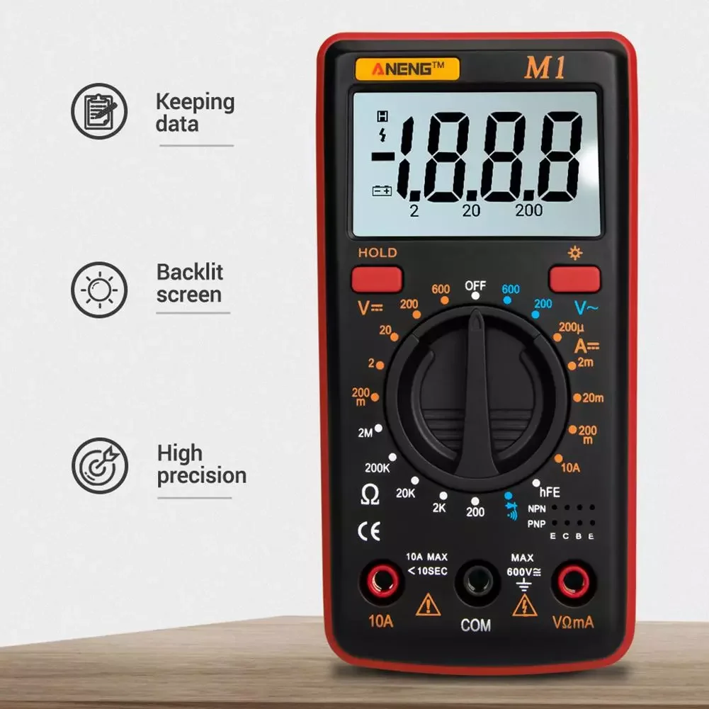 

ANENG M1 Digital Multimeter Portable Voltage/Current/Resistance/NCV Meter Analyzer Intelligent Digital Multimetro Test Lead
