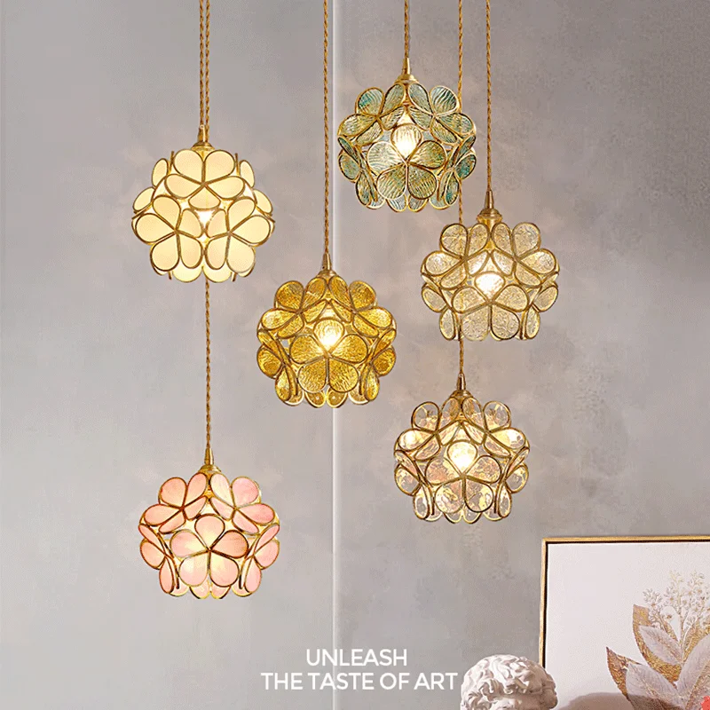 

Art Led Chandelier Pendant Lamp Light Room Decor Flower Hanging Ceiling Nordic Style Metallic Down Restaurant Living Bedside