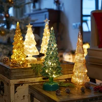 glowing glass christmas tree ornaments home luminous desktop decoration led night light party xmas decorations festival kid gift