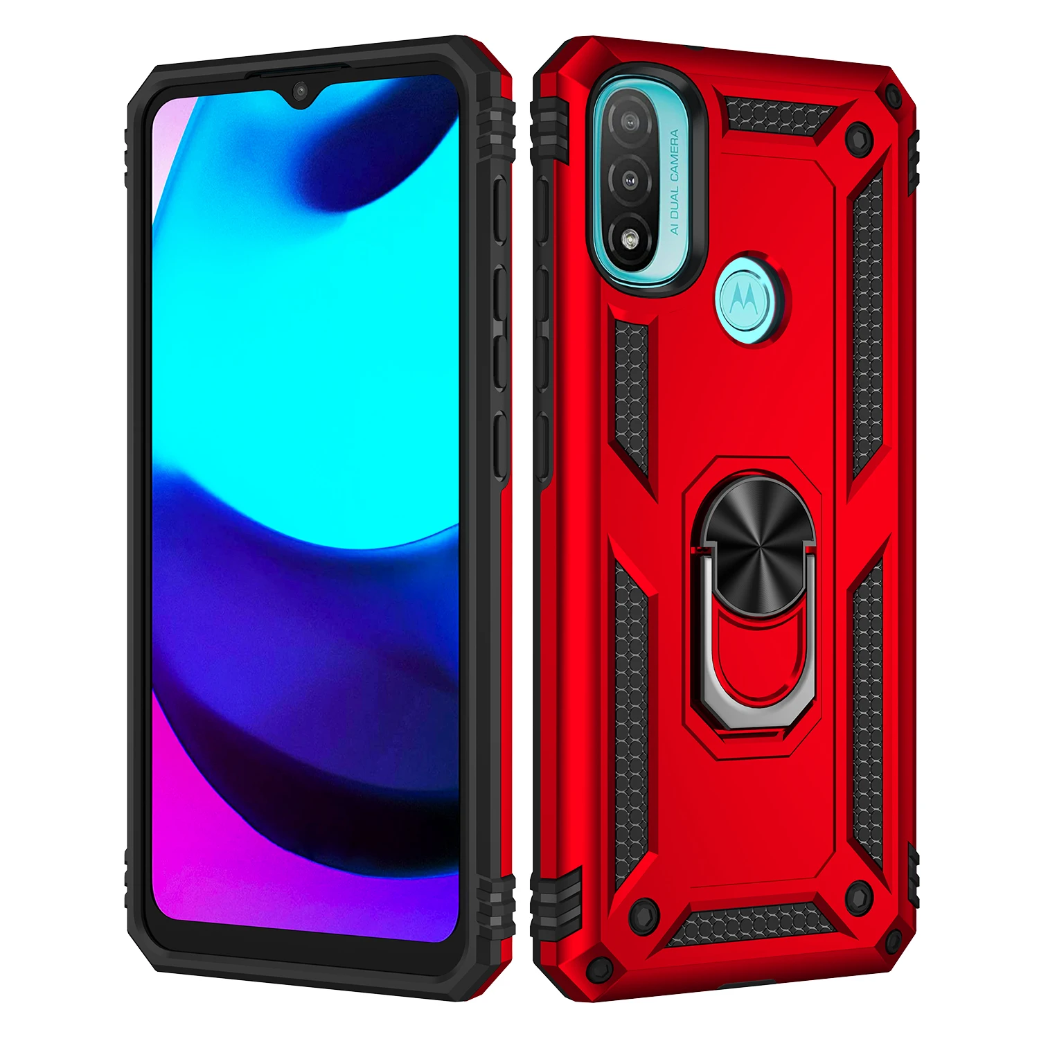 

Luxury Armor Phone Case For Motorola Moto E40 E20 E30 EDGE 20 PRO LITE G POWER 2022 With Magnetic Stand Shockproof Cover