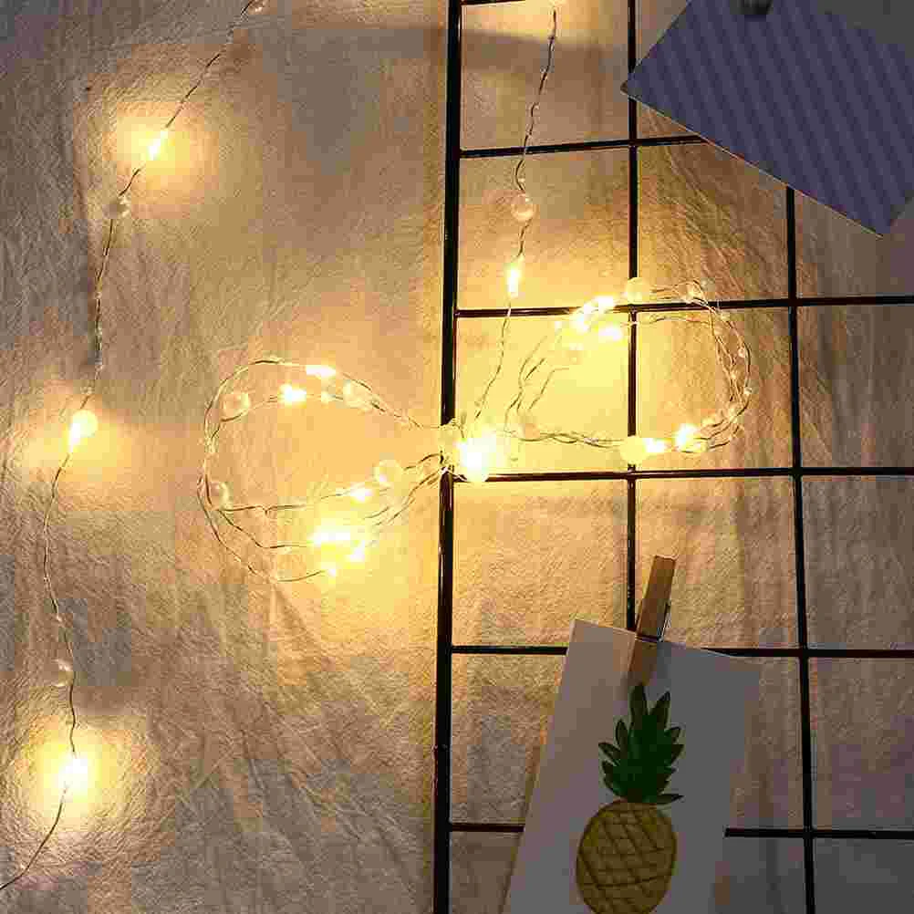 20 LED Lights Pearl Wire String Stage Festival Illumination Party Decoration for Yard Garden (White/No )