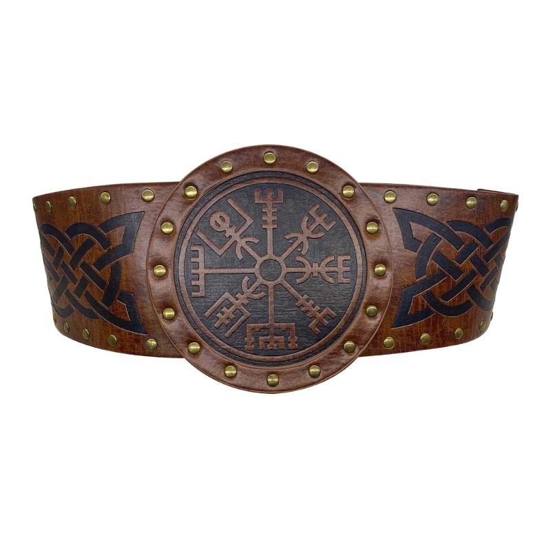 

Viking Embossed Wide Belt Medieval Leather Belt Renaissance Knight Corsets Belt