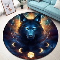 3d art wolf printed round carpet for living room mat for children floor rug yoga mat bedroom e sports chair mats dropshipping