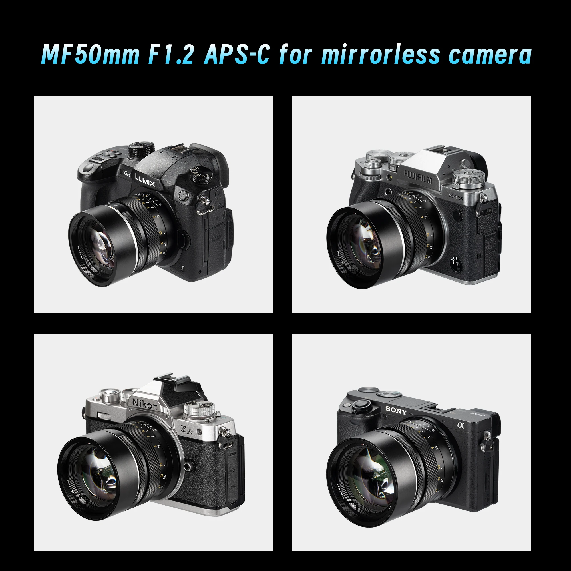 7artisans 50 мм F1.2 APS-C Портретный объектив с ручной фокусировкой MF для Sony E Nikon Z Fuji X Olympus M43 A6400 A5100 NEX Z6 Z7 ZF XT30 XM5 (art.: 3920d422dcd8a) - 3920d422dcd8a