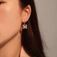 korean style butterfly drop earrings for women sparkling zircon stylish elegant earrings wedding party gift aesthetic accessorie
