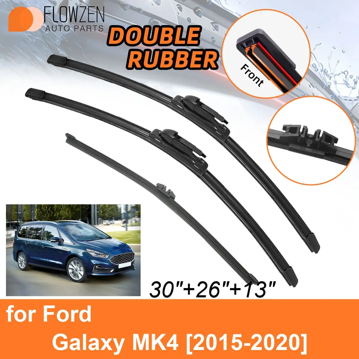 Двойные резиновые автомобильные дворники для Ford Galaxy MK4 2015-2020 передние и задние