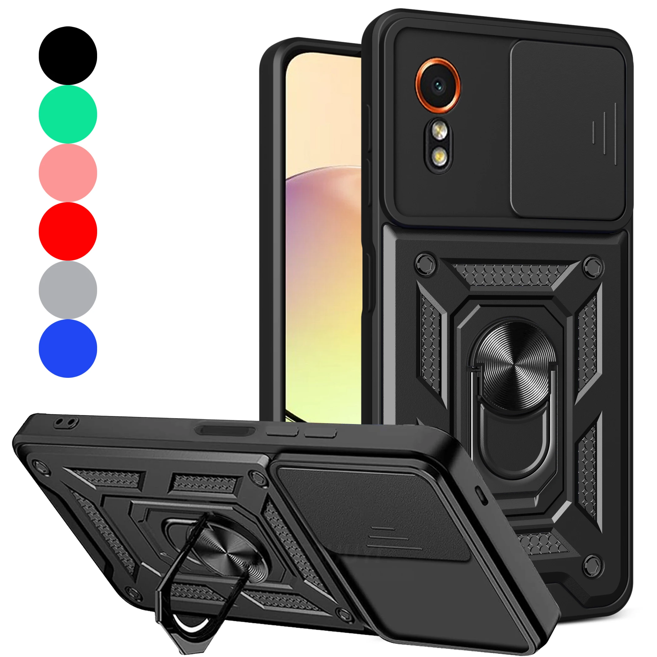 Противоударный чехол для телефона Samsung Galaxy Xcover 7 кольцевая броня магнитный