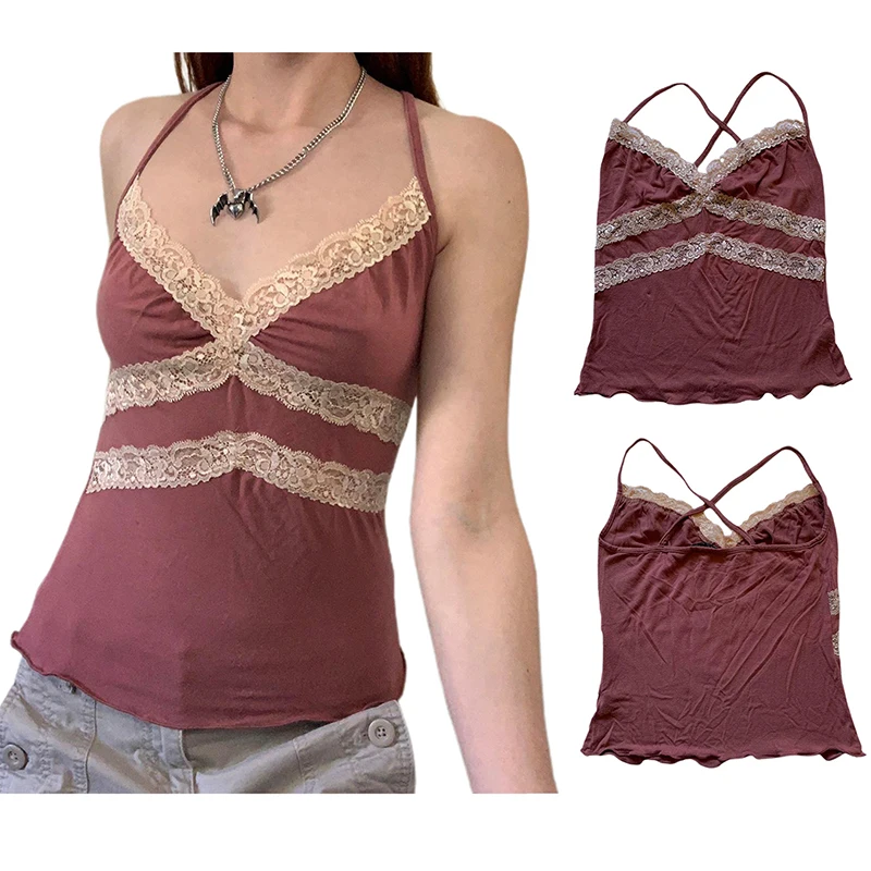 

Женский летний Повседневный Топ с V-образным вырезом и кружевом