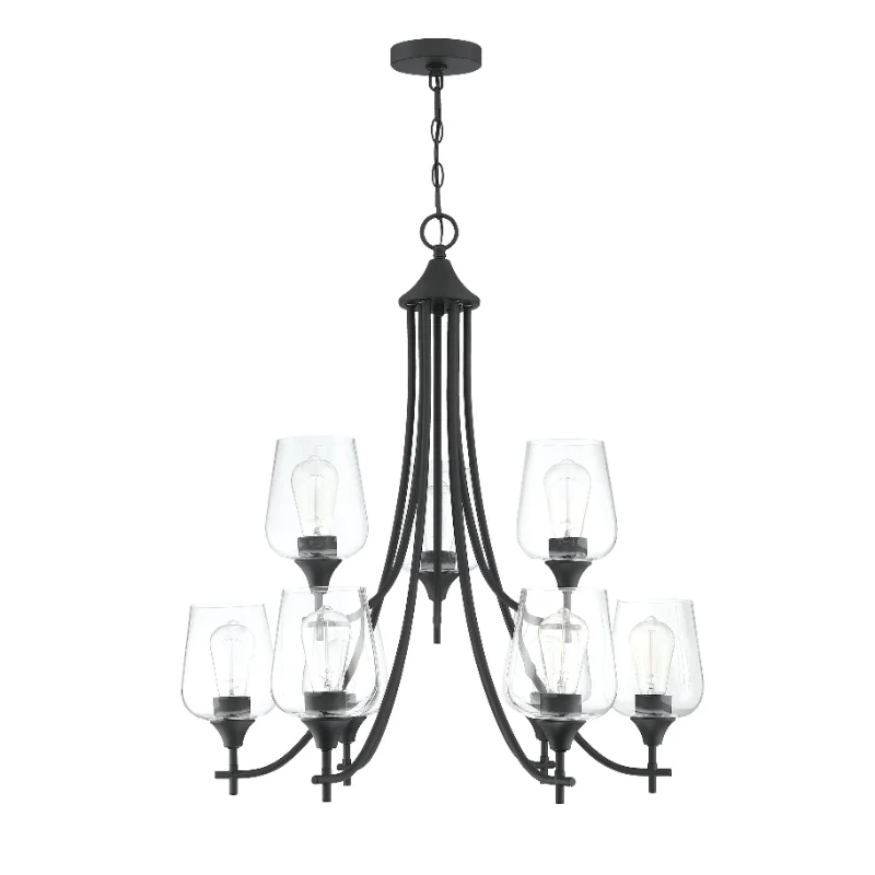 

9-дневная Классическая матовая черная люстра со стеклянными оттенками черного металла [в наличии в США]