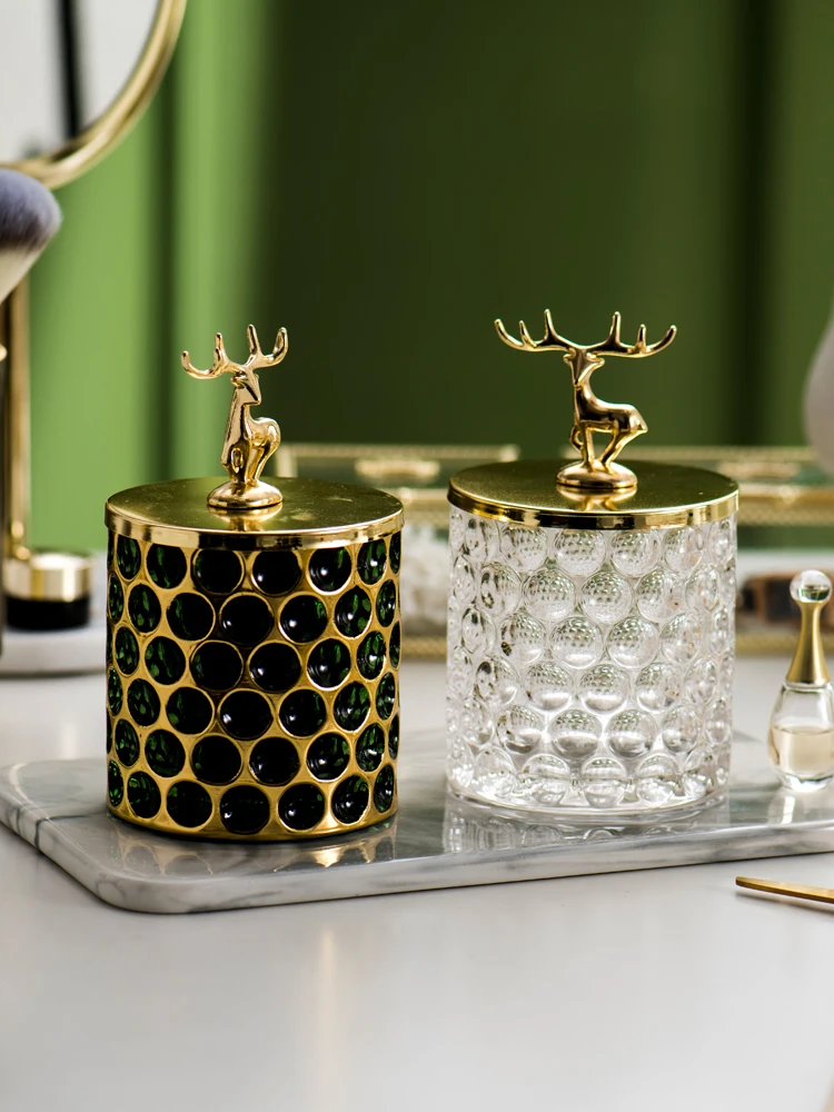 

Скандинавские принадлежности для ванной комнаты, Стеклянная емкость для хранения, ватный тампон, коробка, держатель для ювелирных изделий, подсвечник, держатель-органайзер, макияж