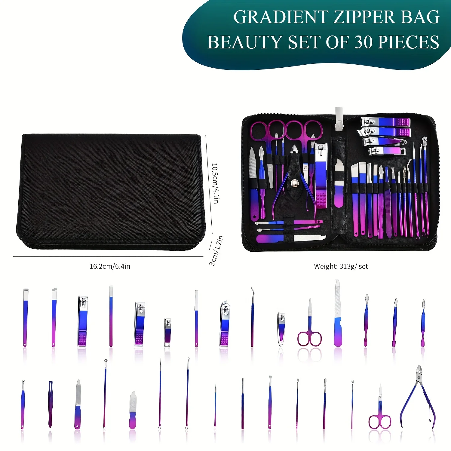 Набор для маникюра из нержавеющей стали 30 шт.