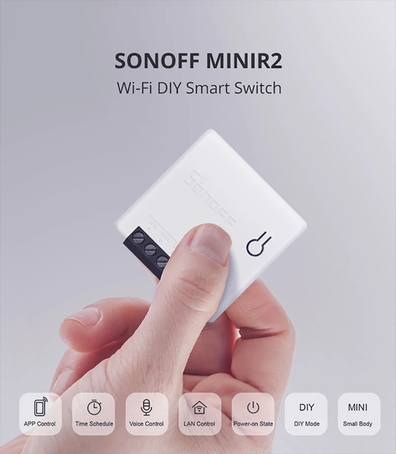 

Мини-переключатель MINIR2 Wi-Fi DIY R2 для приложения EWelink, 2-сторонний проводной интеллектуальный модуль автоматизации, работает с Alexa Google Home Assistant