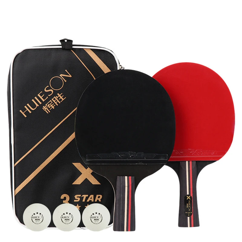 

Hot sale Table Tennis Racket Double Face Pimples-In 3 Star Pingpong Paddle Racket Set