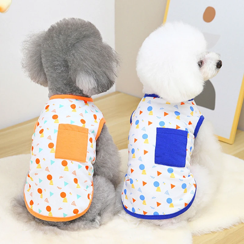 

Cute Pet T-shirt Print Dog Clothes Casual Dog Pocket T-shirt Summer Clothing For Cats Small Dog Costume 2022 New Pet Clothing