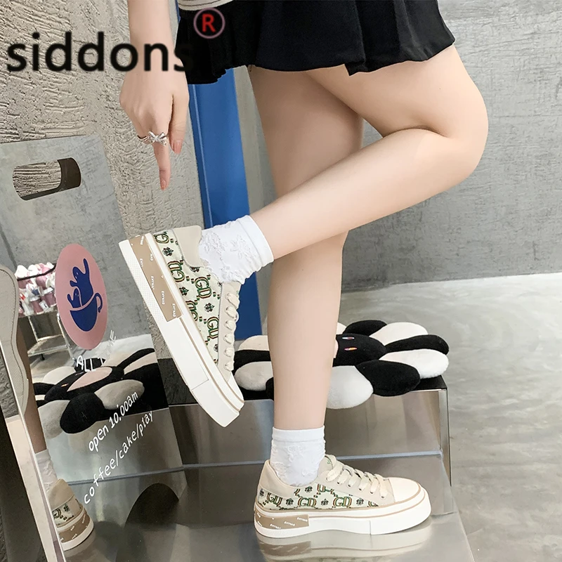 

Canvas shoes for women 2022 spring autumn new Korean fashion all-match board shoes with color casual sports single shoe tide