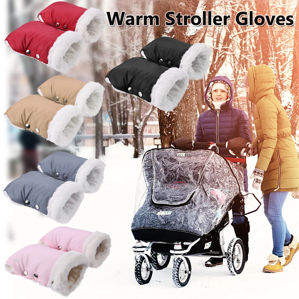 

Baby Buggy Clutch Cart Muff Glove Waterproof Baby Cart Fleece Mittens Winter Warm Stroller Gloves Pram Accessories