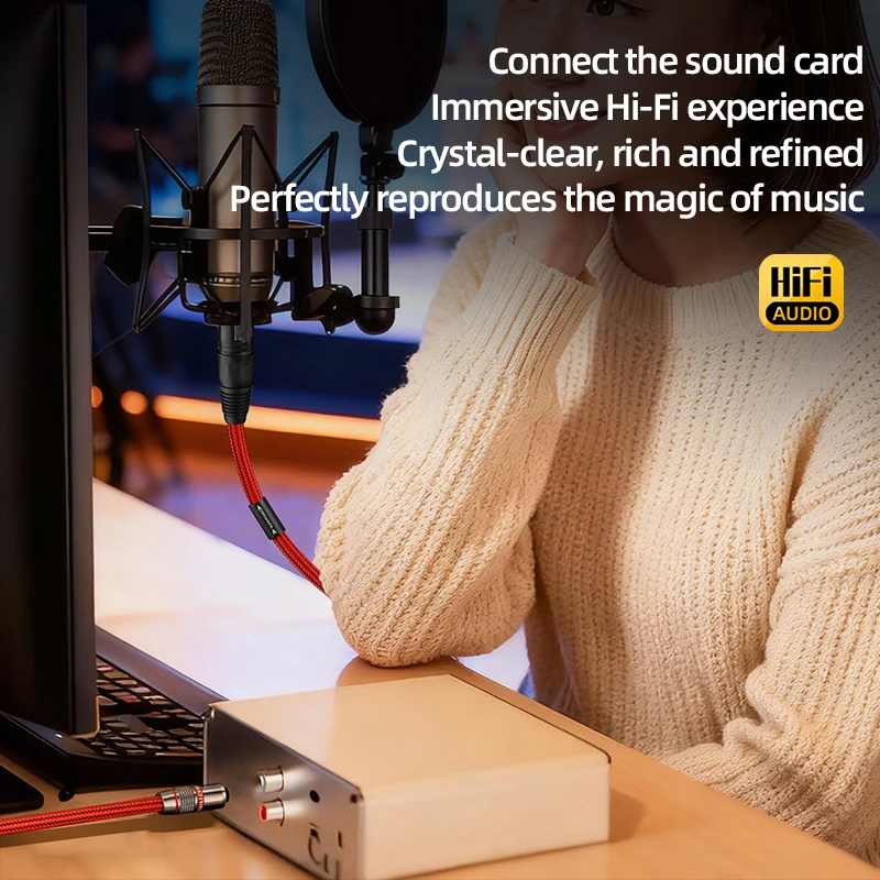 HiFi кабель Dual 6.5 мм на 2XLR, 6N OFC, 14 Jack TRS, 6.5 мм на XLR (мужскойженский), 3-контактный аудиокабель для колонок, микшера, микрофона. (art.: 3920dce359459) - 3920dce359459