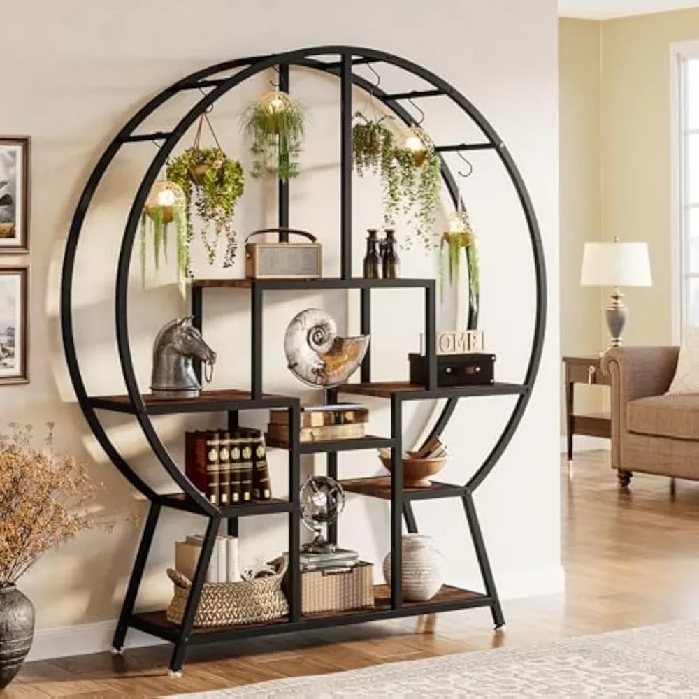 Большой книжный шкаф Промышленные круглые книжные полки Etagere с полками для