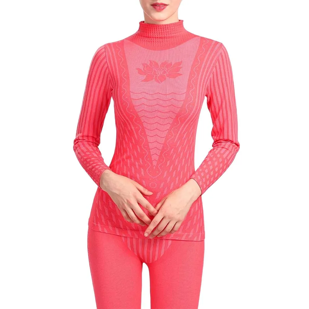 

Women Long Johns Half-high Neck Thermal Underwear Set Winter Warm Cold Weather Bottoming Baselayer Stretchy Sleepwear